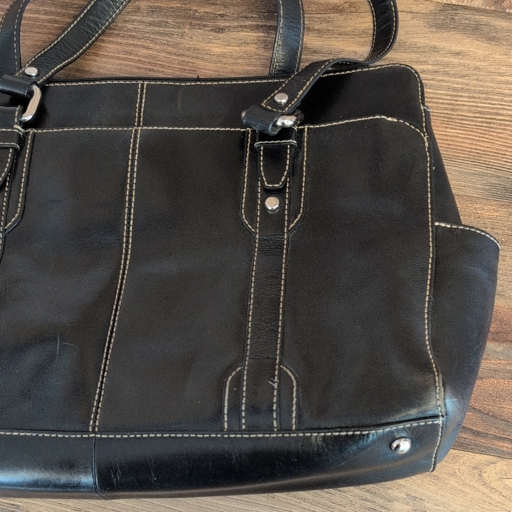 Fossil Large Heavy Black Leather Laptop Tote Office Travel Bag          C279 - Picture 14 of 16